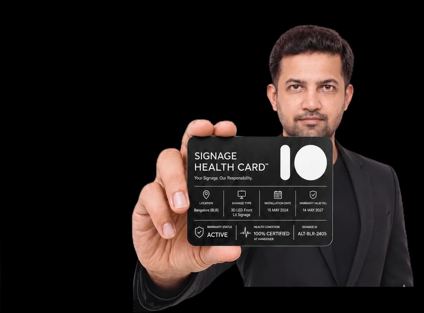 Founder presenting the Signage Health Card